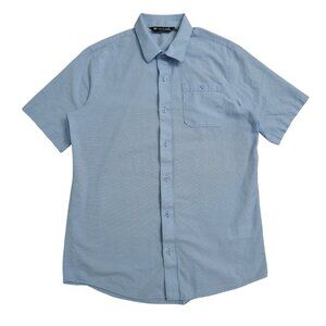 Travis Mathew Short Sleeve Button Up Shirt Mens Size Medium Light Blue Casual